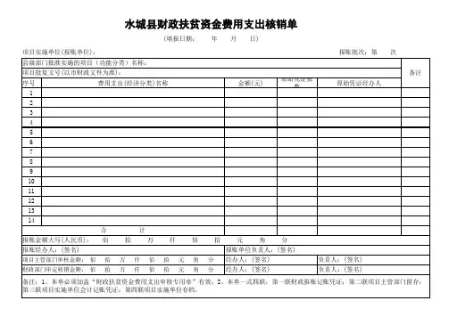 财政专项扶贫资金请款审批表