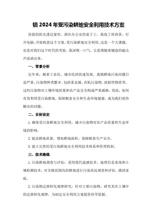 镇2024年受污染耕地安全利用技术方案