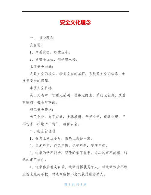 安全文化理念