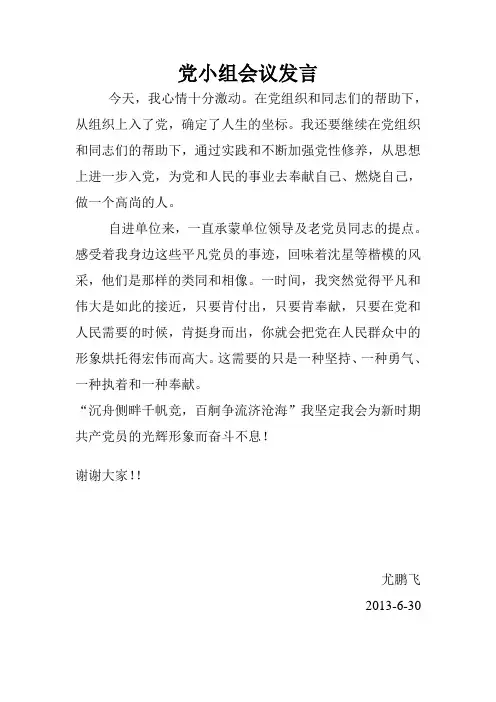党小组会议发言