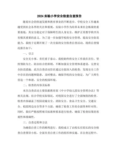 2024实验小学安全检查自查报告