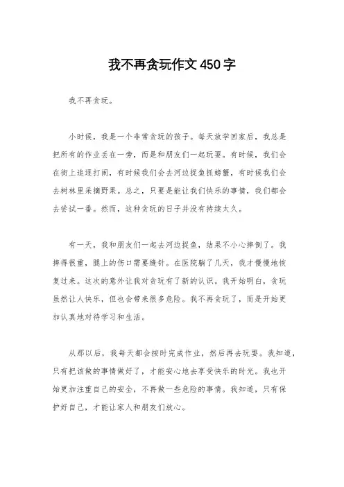 我不再贪玩作文450字