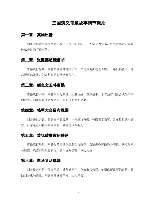 三国演义每章故事情节概括