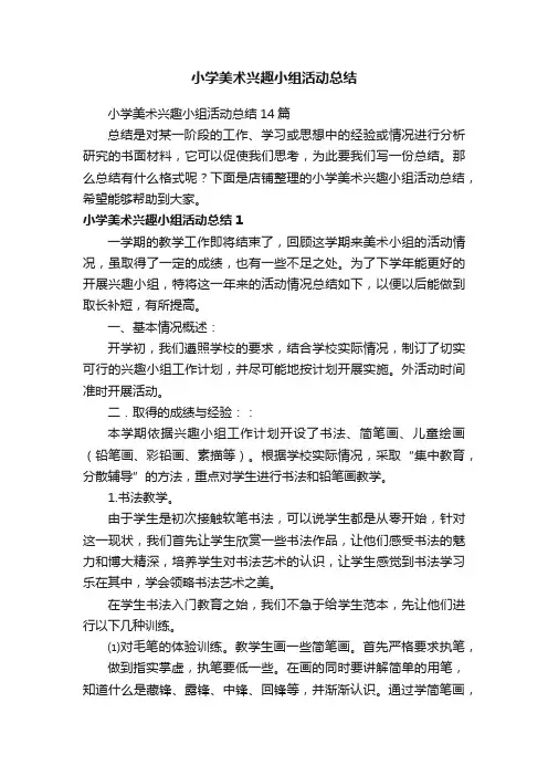 小学美术兴趣小组活动总结
