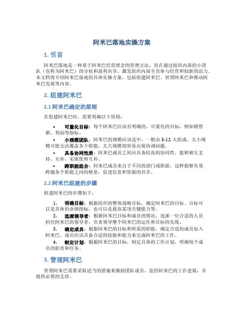 阿米巴落地实操方案