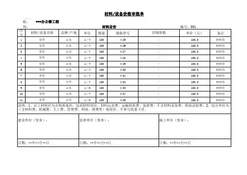 报价单格式