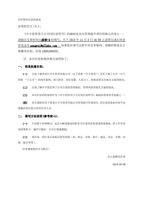 岗位职责信息搜集表-