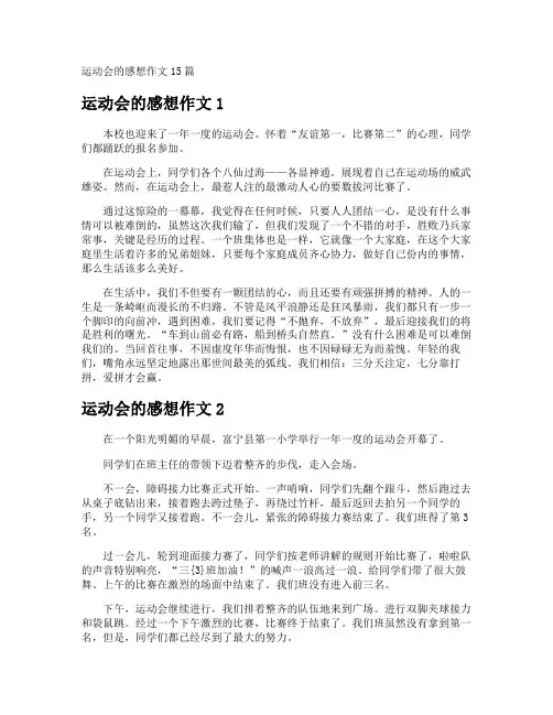运动会的感想作文