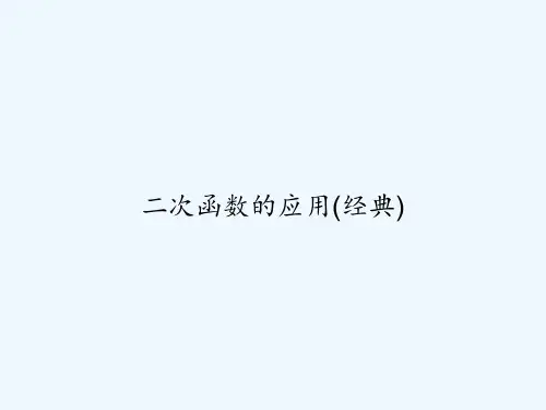 二次函数的应用(经典) PPT