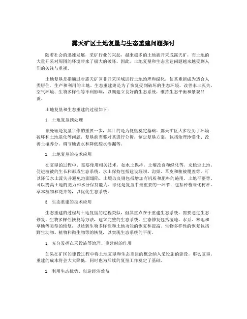 露天矿区土地复垦与生态重建问题探讨