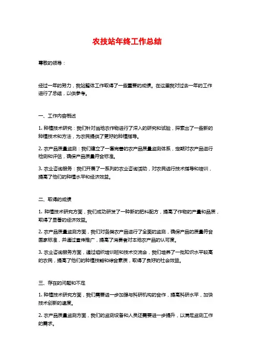 农技站年终工作总结 (2)