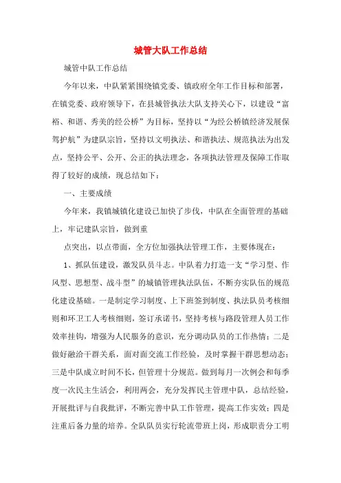 城管大队工作总结