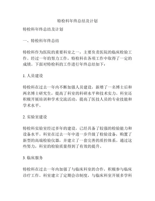 特检科年终总结及计划