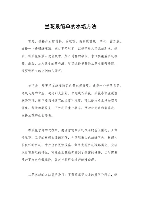 兰花最简单的水培方法