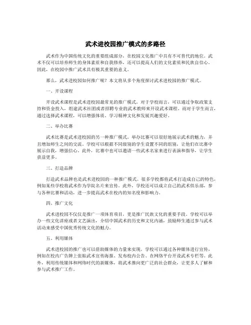 武术进校园推广模式的多路径