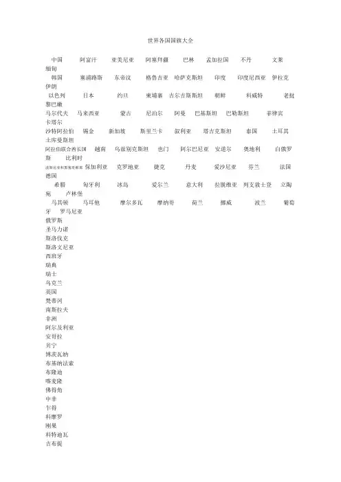 世界各国国旗大全包括名称