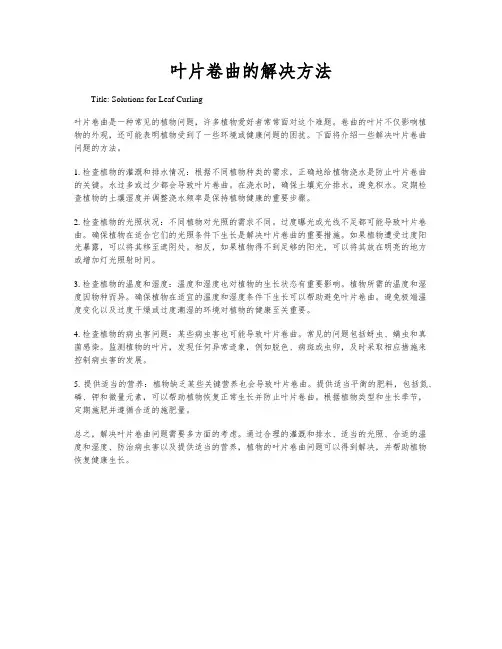 叶片卷曲的解决方法