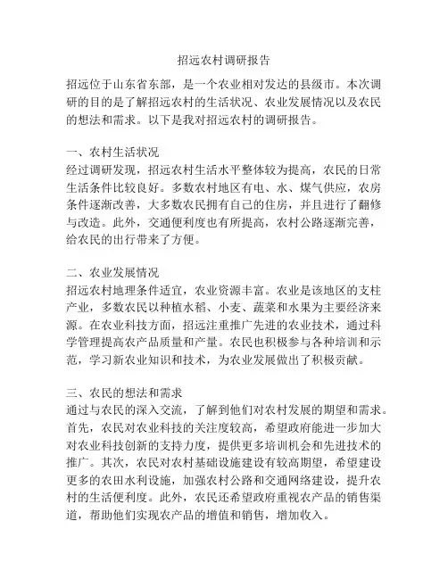 招远农村调研报告