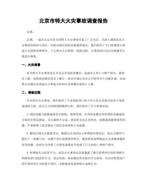 北京市特大火灾事故调查报告