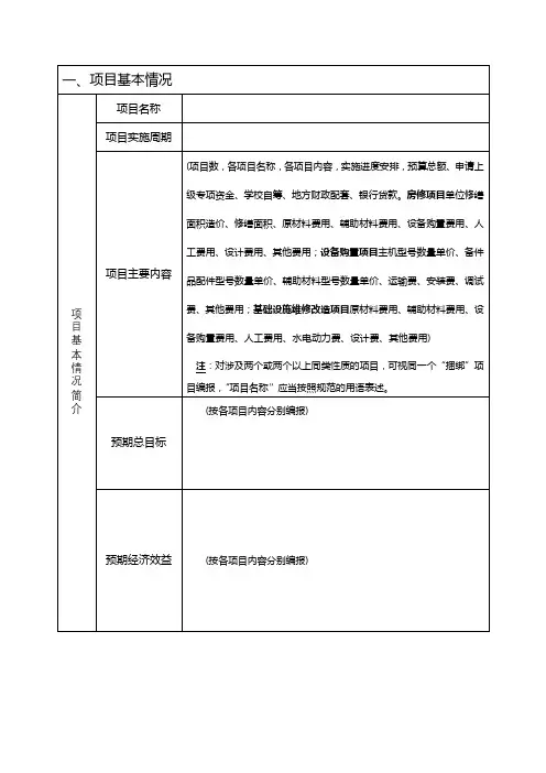 项目基本情况【模板】