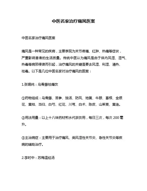 中医名家治疗痛风医案