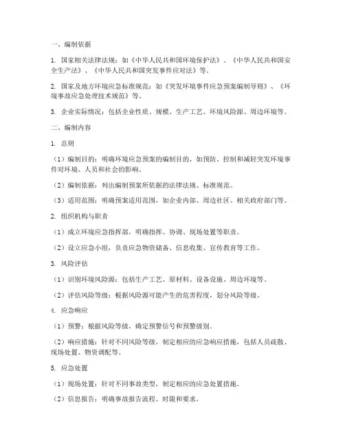 环境应急预案所需材料