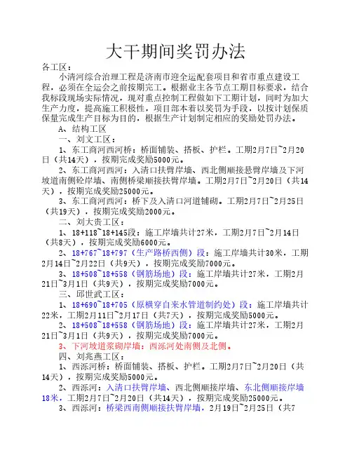 大干奖励办法
