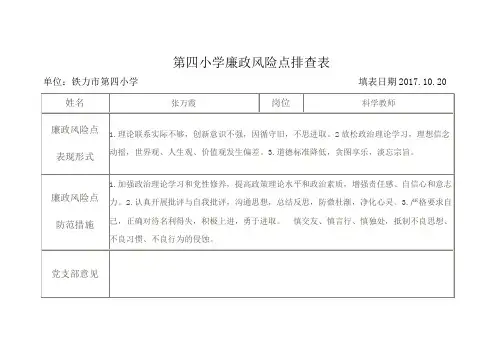 廉政风险点排查表