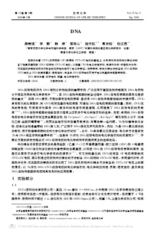 电化学方法检测DNA碳纳米管修饰电极