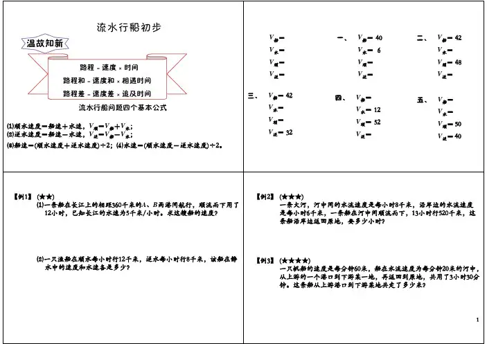 小学四年级奥数竞赛班讲义 第27讲：流水行船初步