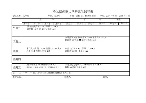 文学院研究生课程表2014-2015第一学期(试行)
