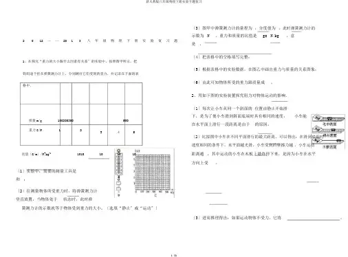 新人教版八年级物理下册实验专题复习