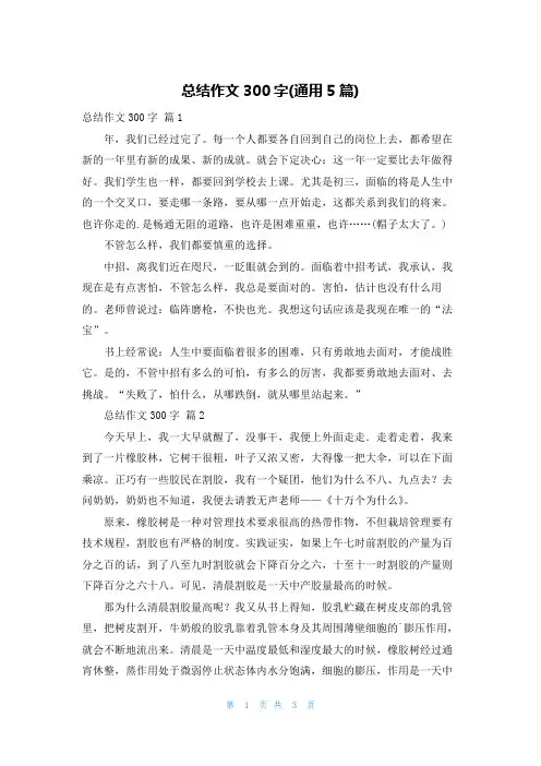 总结作文300字(通用5篇)