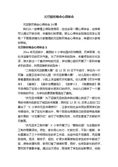 元旦联欢晚会心得体会