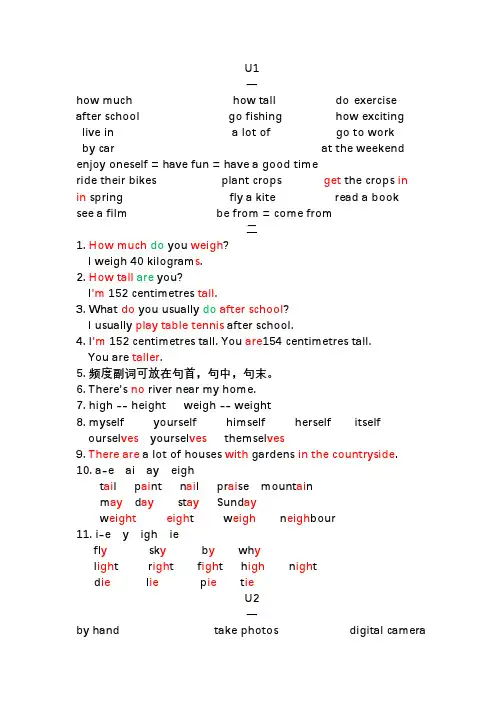 牛津沪教版英语六年级下册复习(讲义)