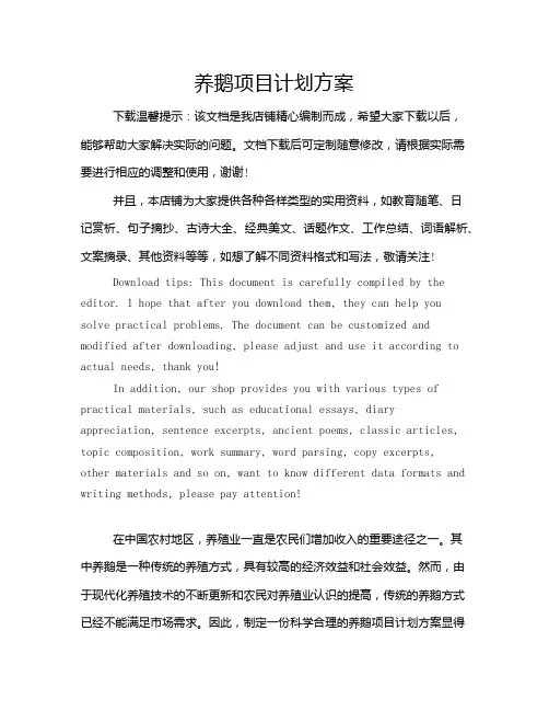 养鹅项目计划方案