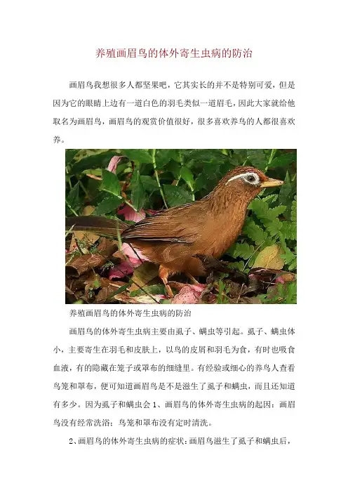 养殖画眉鸟的体外寄生虫病的防治