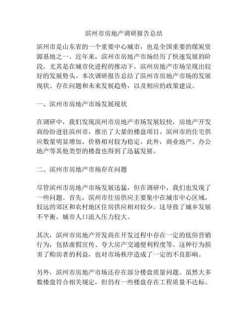 滨州市房地产调研报告总结