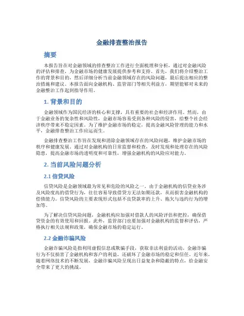 金融排查整治报告