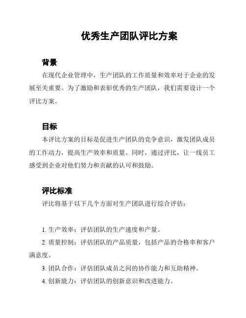 优秀生产团队评比方案