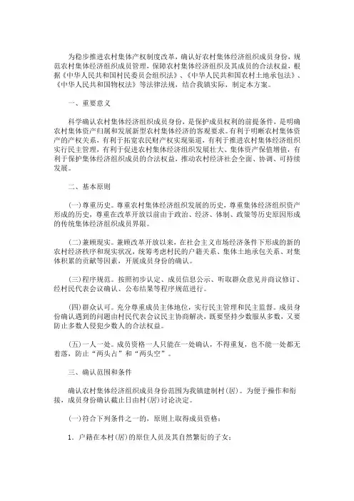 精选集体经济组织成员身份确认和建立(最新)