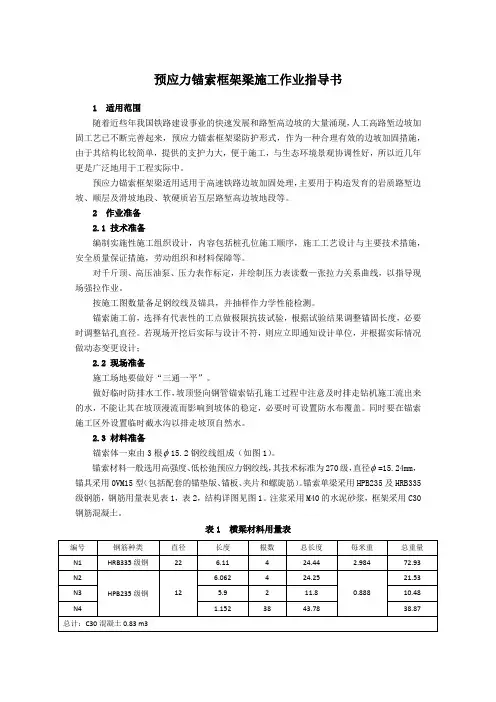 预应力锚索框架梁施工作业指导书