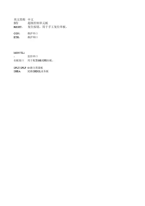板卡端口中英文对照