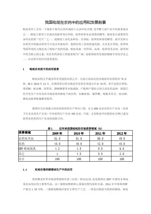 我国吡啶在农药中的应用和发展前景