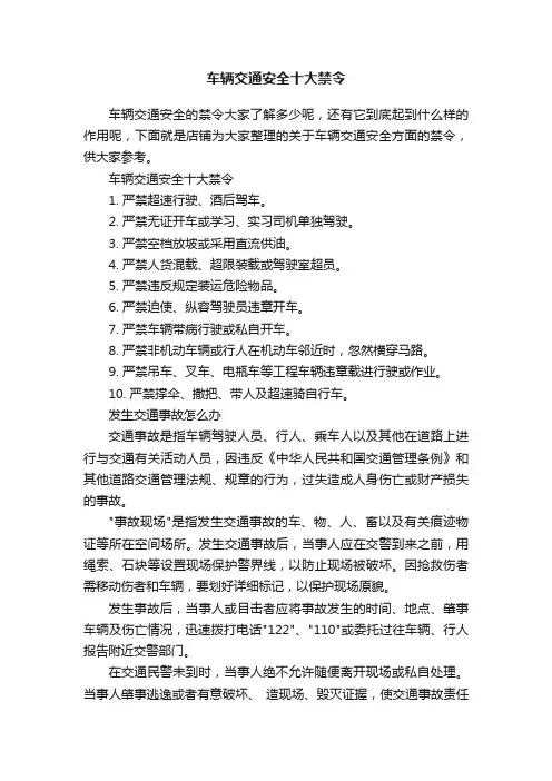 车辆交通安全十大禁令
