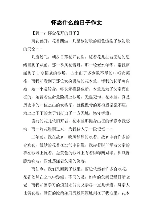 怀念什么的日子作文