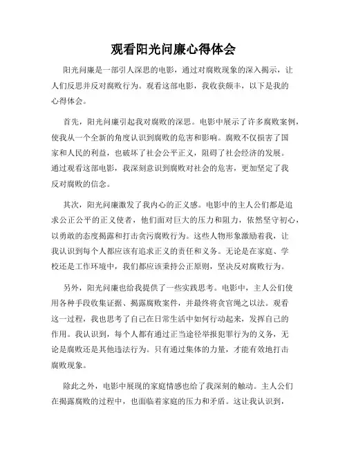 观看阳光问廉心得体会