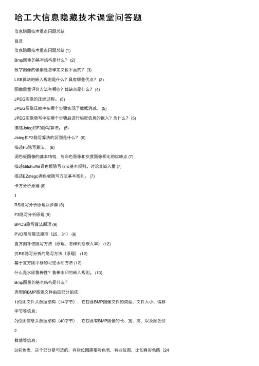 哈工大信息隐藏技术课堂问答题