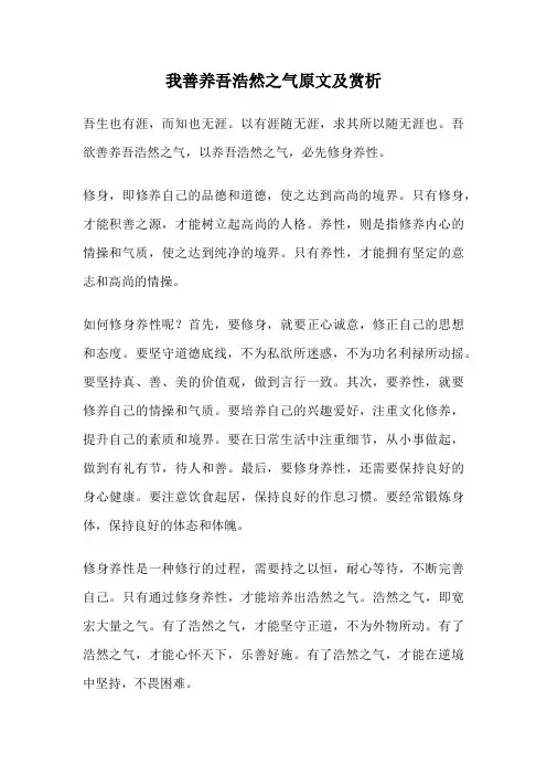 我善养吾浩然之气原文及赏析