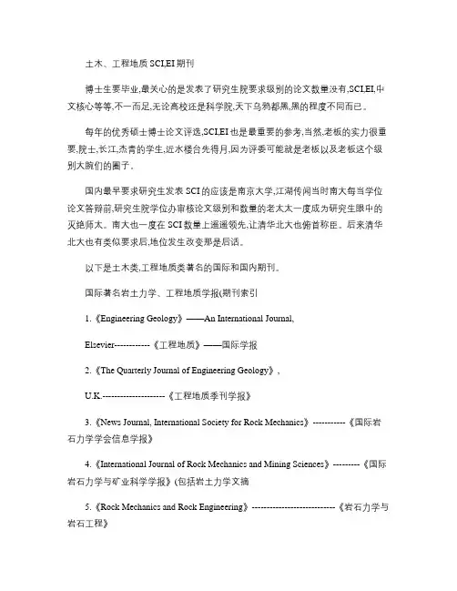 土木、工程地质SCI,EI期刊.